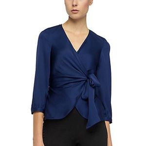 BGL Silky Wrap Top in Blue, New with Tag, Size 6